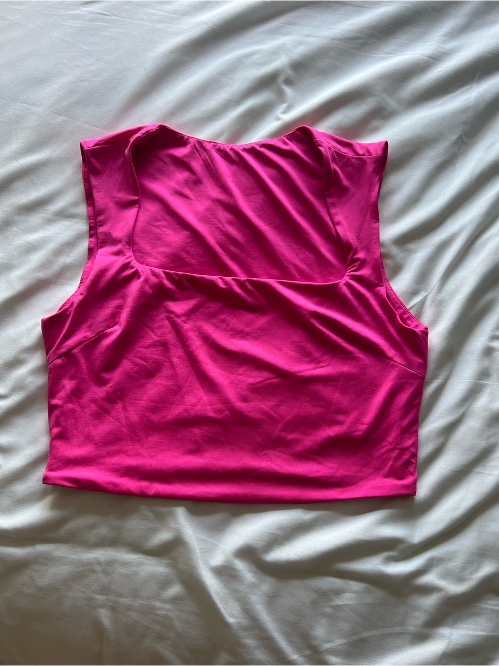 SHEIN Bright Pink Square-Neck Crop Tank